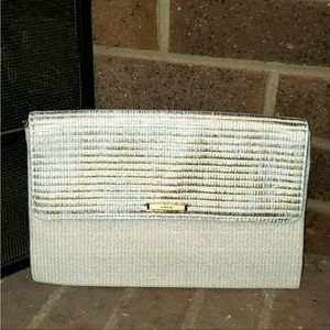 Stella & Dot Clutch white and Gold